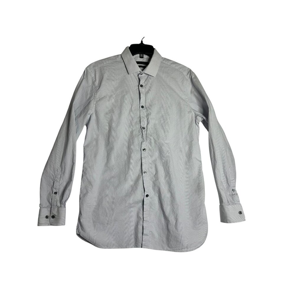 John Varvatos L/S White Slim Fit Knit Dress Shirt Mens Large M/L 16 34/35